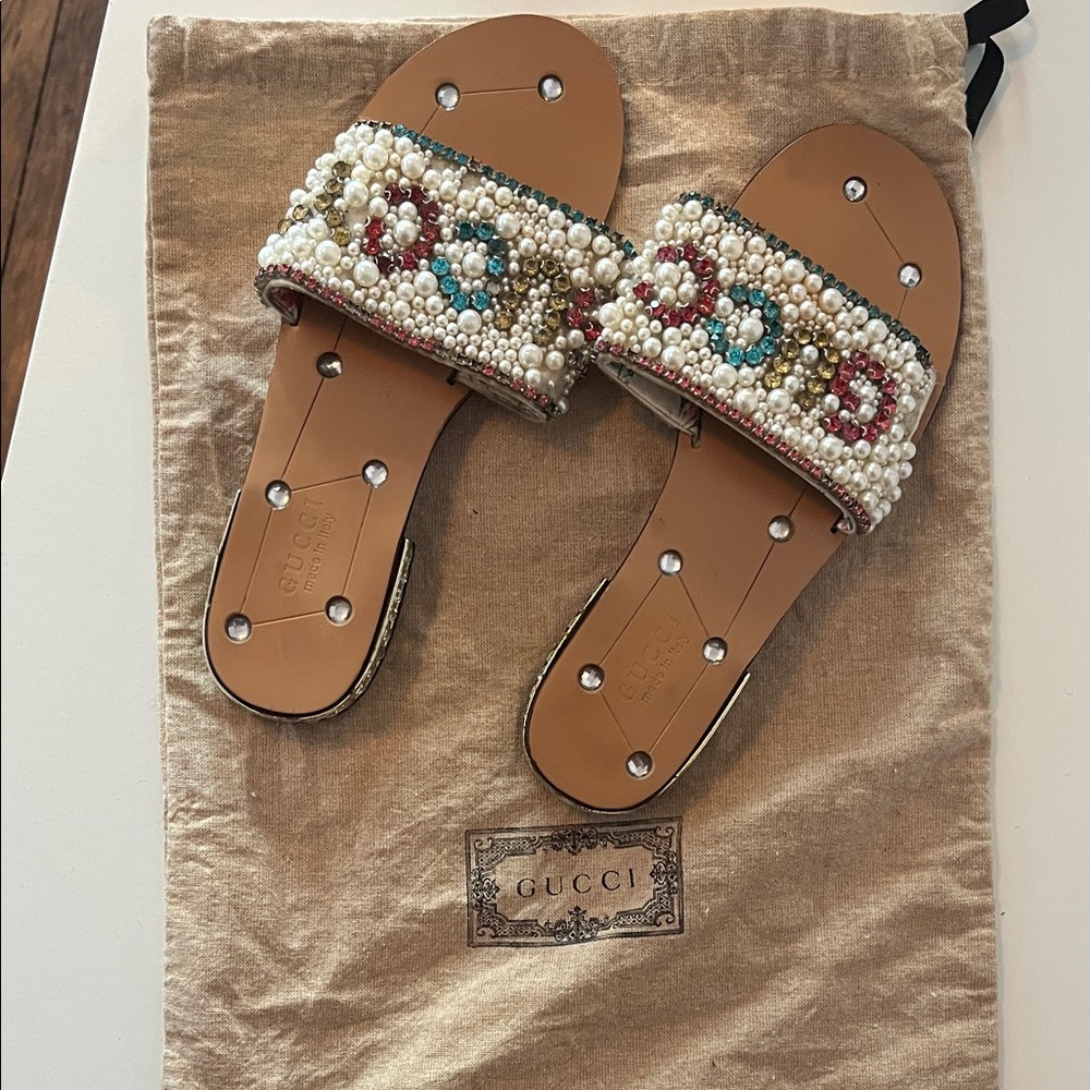 Gucci Women's Pearl and Bead Embellished Sandals